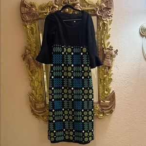 Anna Sui fleece/tapestry maxi dress in geometric print